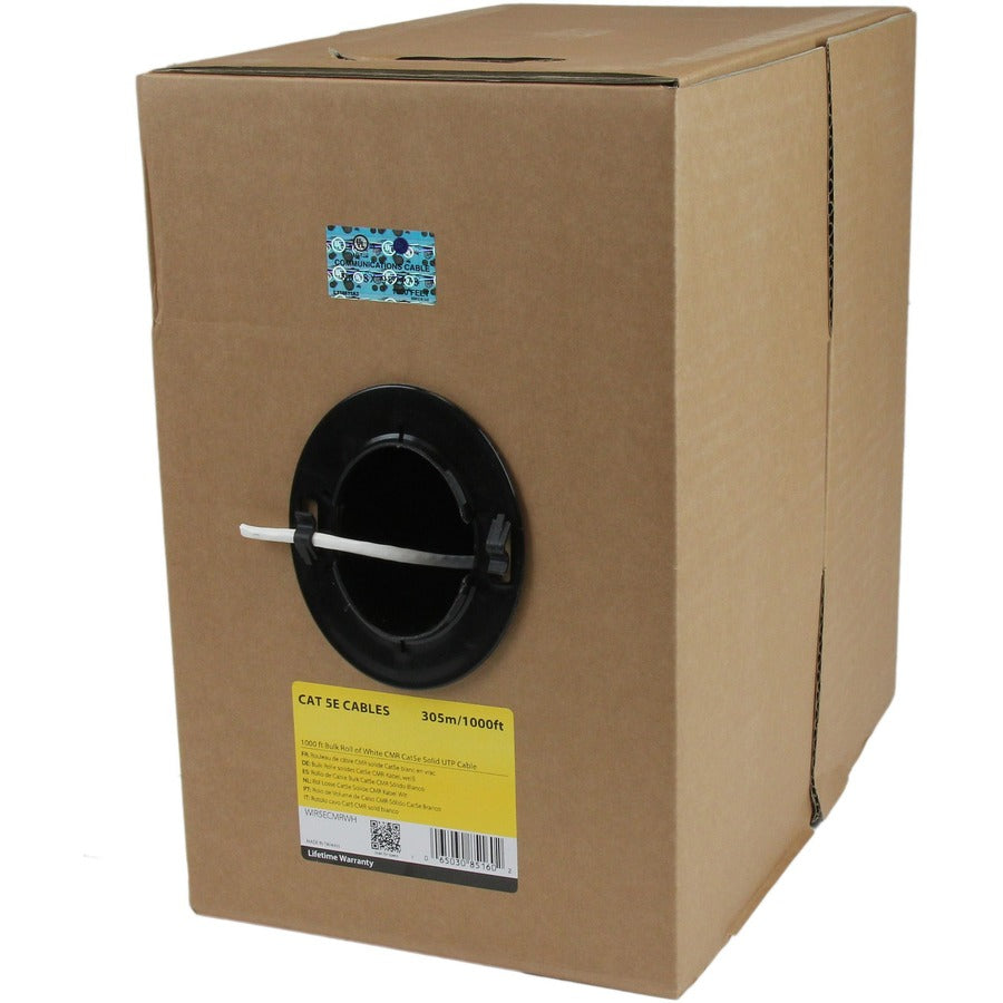 StarTech Bulk Cat 5e Ethernet Cable - 1000 ft. (304,8m) - Solid - CMR-Rated - White - TAA Compliant