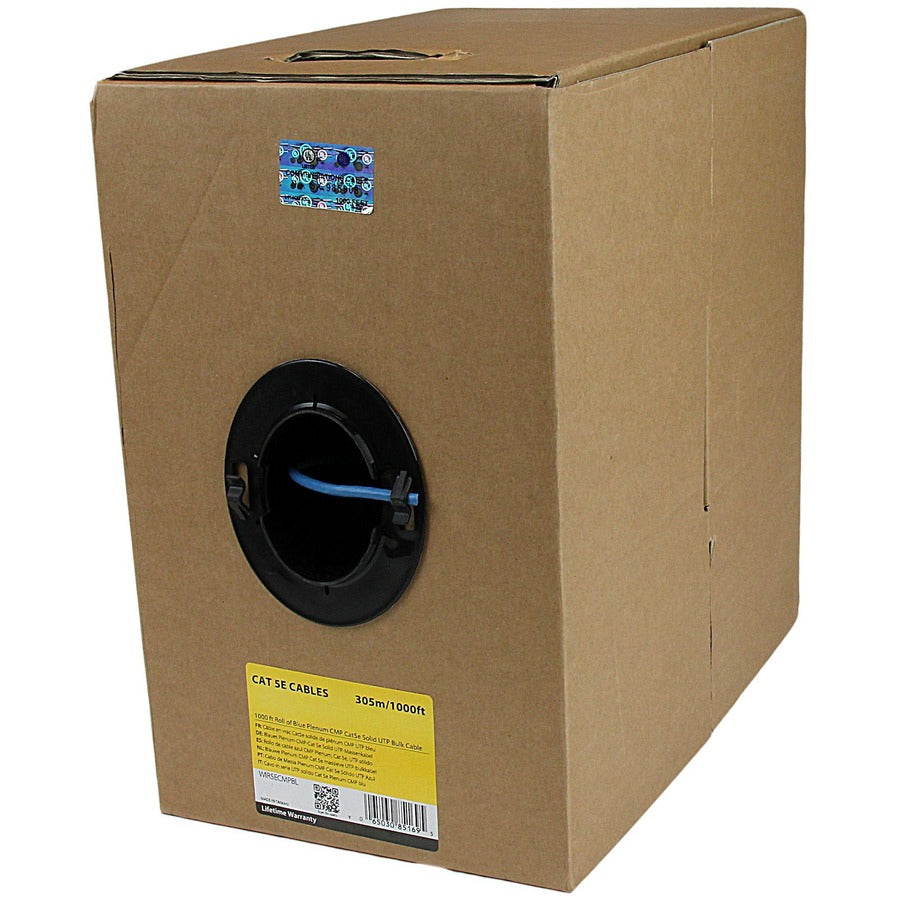 StarTech Bulk Cat 5e Ethernet Cable - 1000 ft. - Solid - Plenum CMP - Blue - TAA Compliant