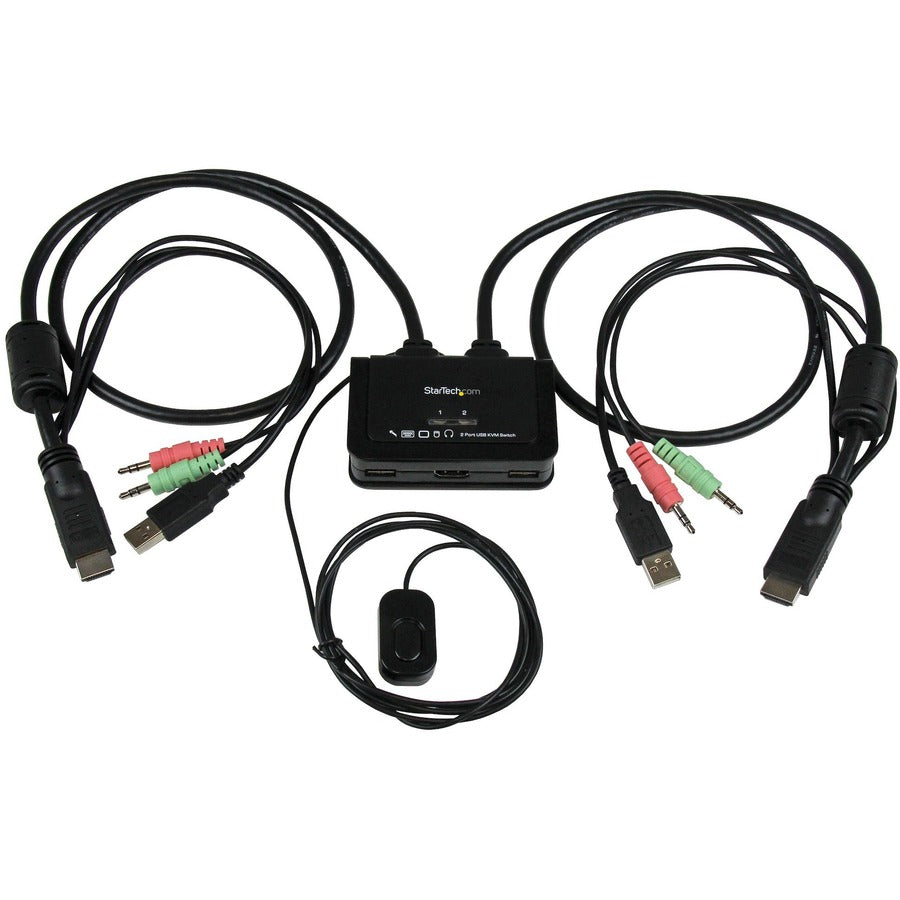 StarTech 2 Port USB HDMI Cable KVM Switch with Audio and Remote Switch - USB Powered
