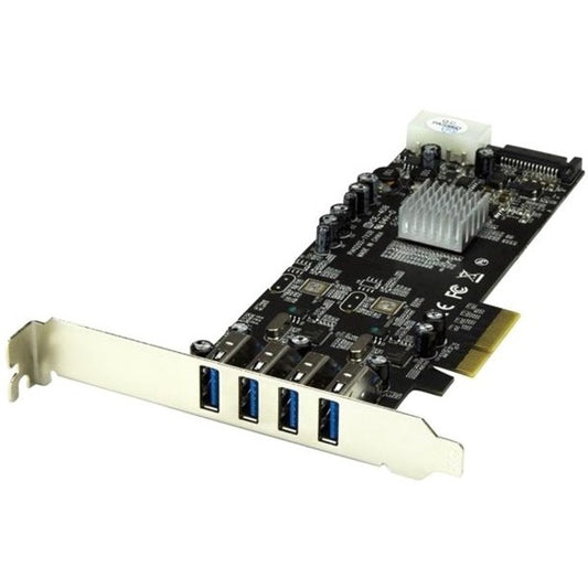 StarTech 4 Port PCI Express (PCIe) SuperSpeed USB 3.0 Card Adapter w/ 2 Dedicated 5Gbps Channels - UASP - SATA / LP4 Power
