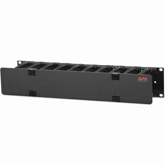 APC NetShelter Cable Management, Horizontal Cable Manager, 2U, Single Side with Cover, Black, 483 x 88 x 110 mm