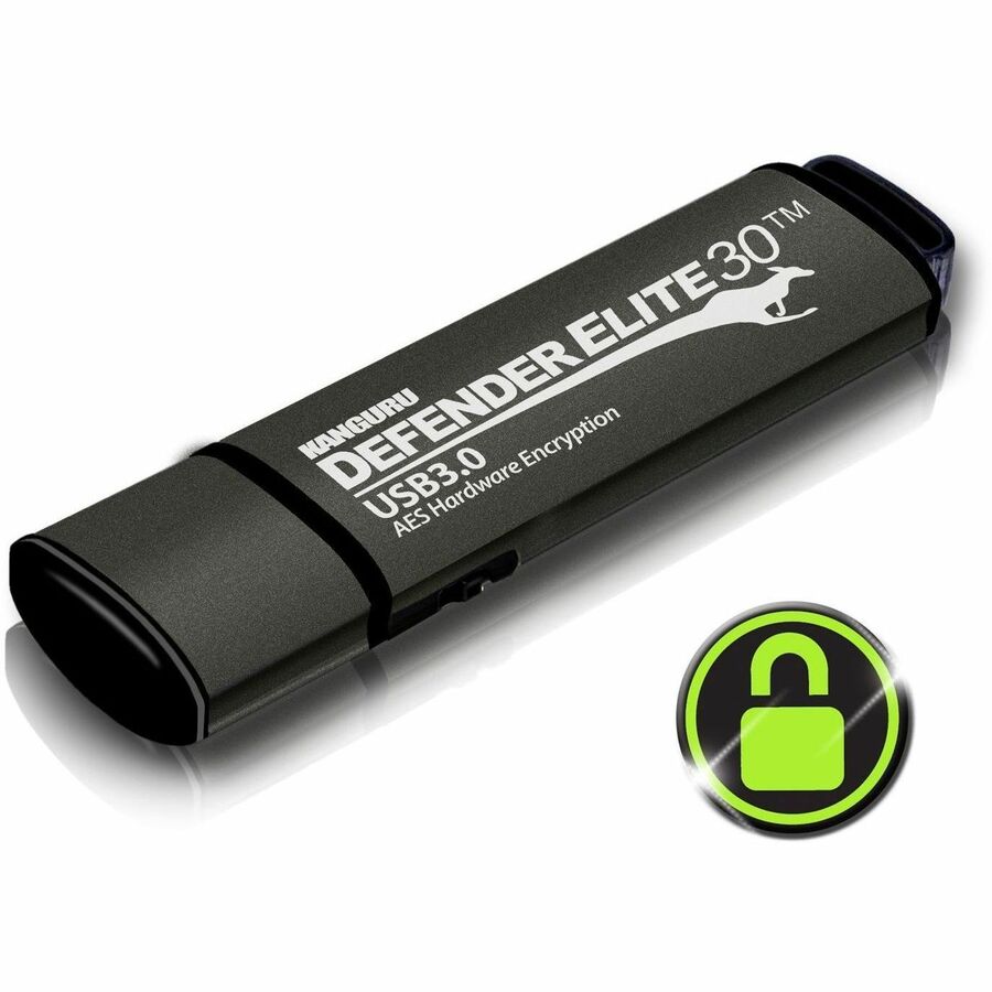 Kanguru Defender Elite30, Hardware Encrypted, Secure, SuperSpeed USB 3.0 Flash Drive, 16G
