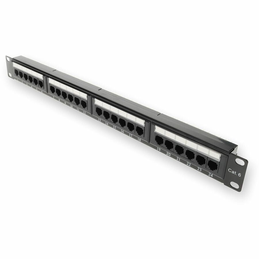 AddOn 19-inch Cat6 24-Port Straight Patch Panel with 110-Type 1U