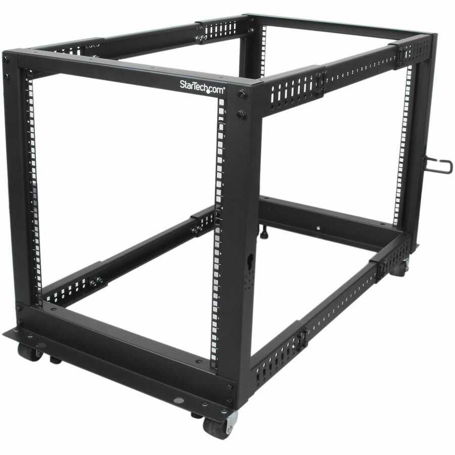StarTech 4-Post 12U Mobile Open Frame Server Rack, 19" Network Rack with Casters, Rolling Rack for Computer/AV/Data/IT Equipment