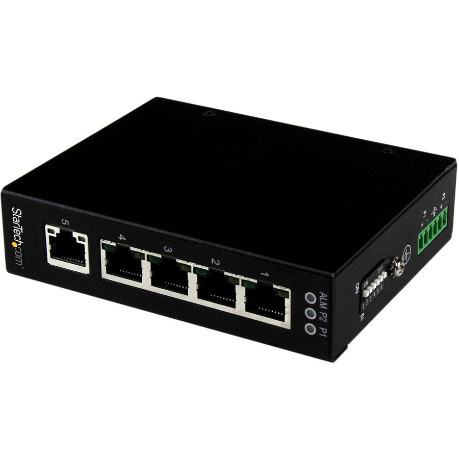 StarTech 5 Port Unmanaged Industrial Gigabit Ethernet Switch, DIN Rail / Wall-Mountable, TAA