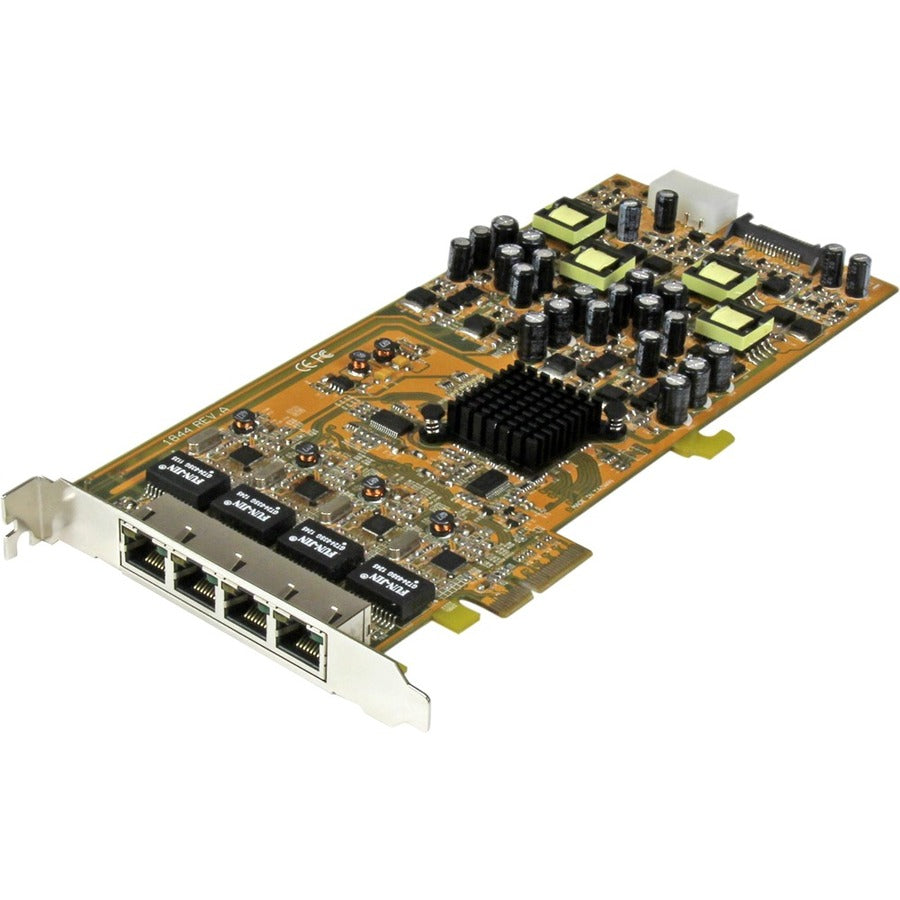 StarTech 4 Port Gigabit Power over Ethernet PCIe Network Card, PSE / PoE PCI Express NIC, TAA