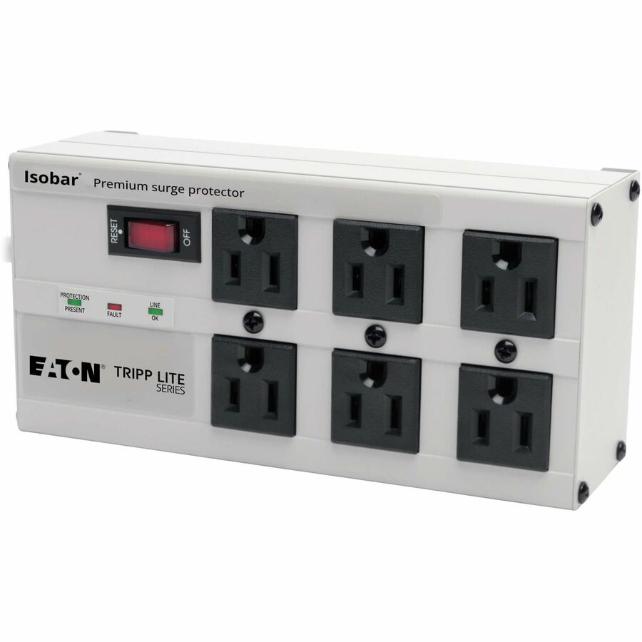Tripp Lite by Eaton Isobar 6-Outlet Surge Protector 6 ft. Cord with Right-Angle Plug 3330 Joules Diagnostic LEDs Metal Housing