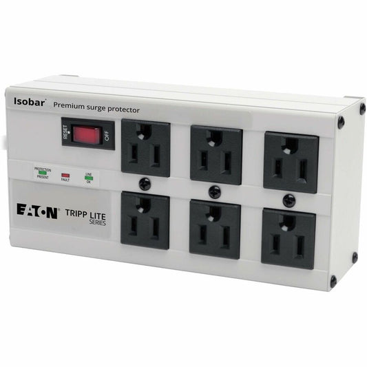 Tripp Lite by Eaton Isobar 6-Outlet Surge Protector 6 ft. Cord with Right-Angle Plug 3330 Joules Diagnostic LEDs Metal Housing