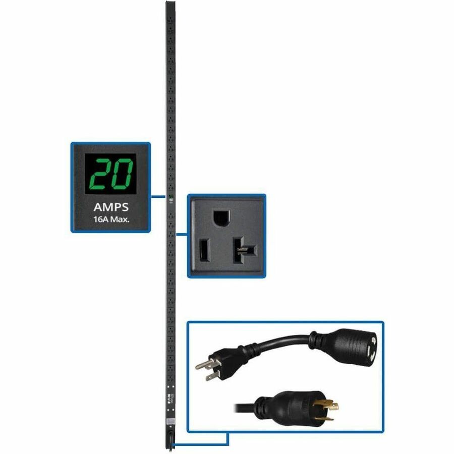 Tripp Lite by Eaton PDU 2kW Single-Phase Local Metered PDU 100-127V Outlets (36 5-15/20R) L5-20P/5-20P adapter 0U Vertical 72-in.