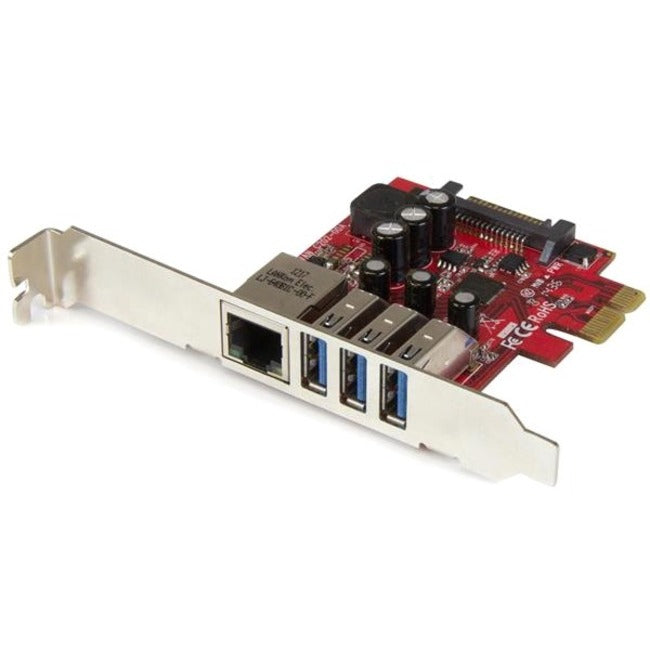 StarTech 3 Port PCI Express USB 3.0 Card + Gigabit Ethernet, 5Gbps, TAA