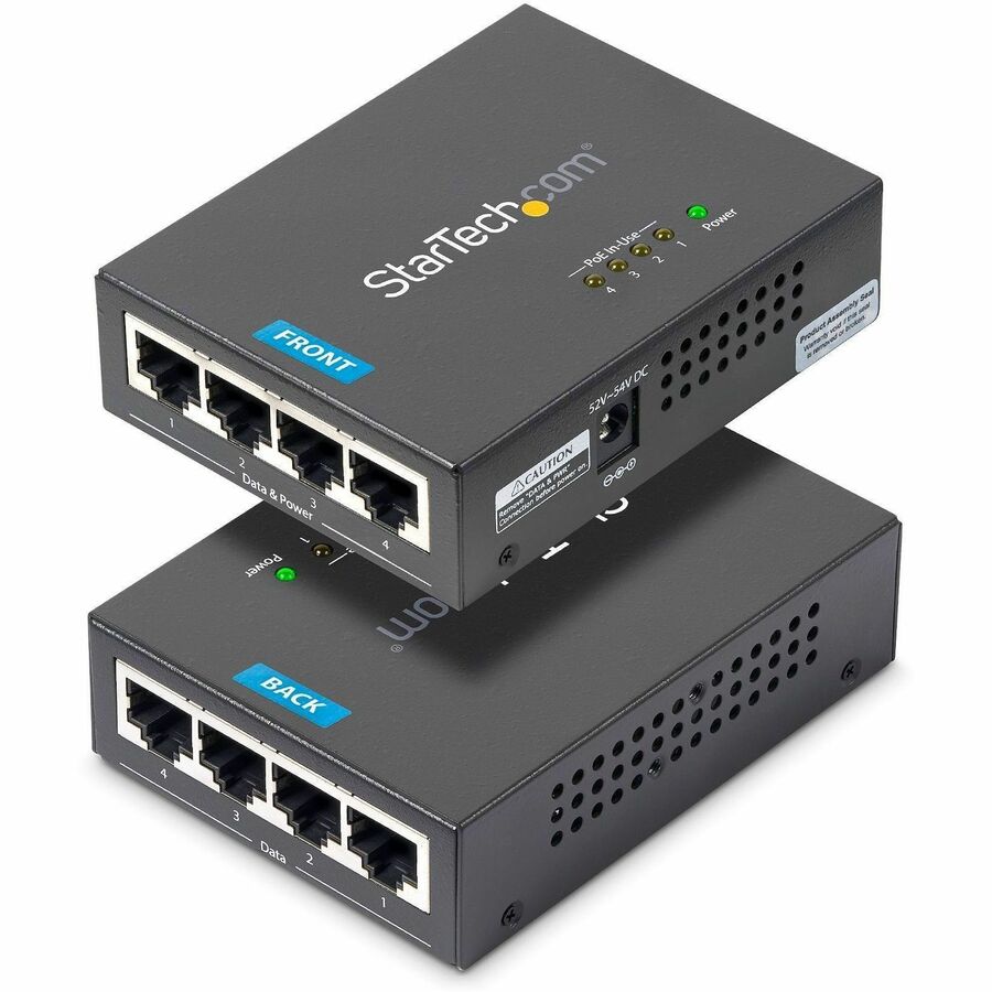 StarTech 4 Port Gigabit Midspan, PoE+ Injector, 802.3at and 802.3af, TAA