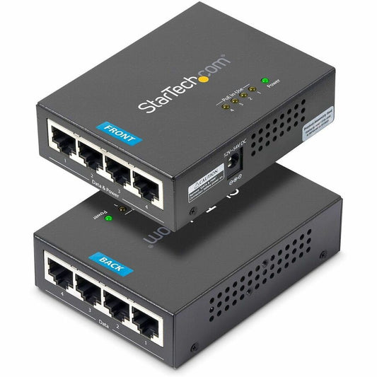 StarTech 4 Port Gigabit Midspan, PoE+ Injector, 802.3at and 802.3af, TAA