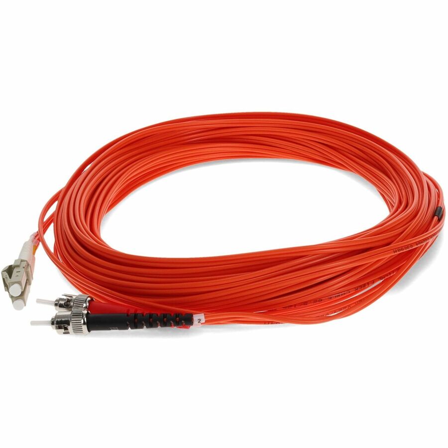 AddOn 30m ST to LC Orange OM1 Duplex OFNR (Riser-Rated) MMF (Multi Mode) Fiber Patch Cable, 62.5/125