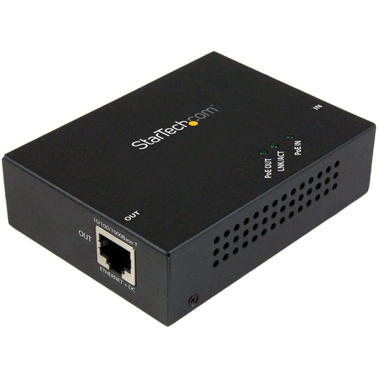 StarTech 1 Port Gigabit PoE+ Extender, 802.3at and 802.3af, 100 m (330 ft), Power over Ethernet Extender, PoE Network Repeater, TAA