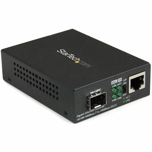 StarTech Gigabit Ethernet Fiber Media Converter with Open SFP Slot, Supports 10/100/1000 Networks, TAA
