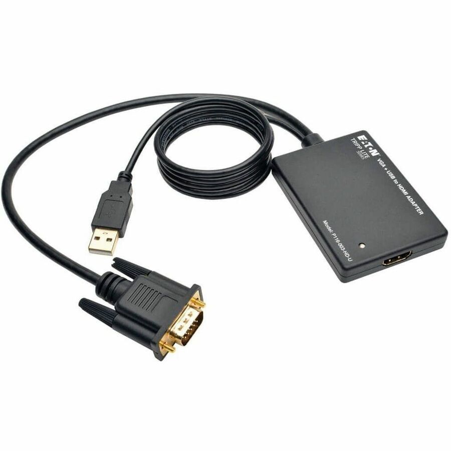 Tripp Lite by Eaton VGA to HDMI Active Adapter Cable with Audio and USB Power (M/F) 1080p 6 in. (15.2 cm)