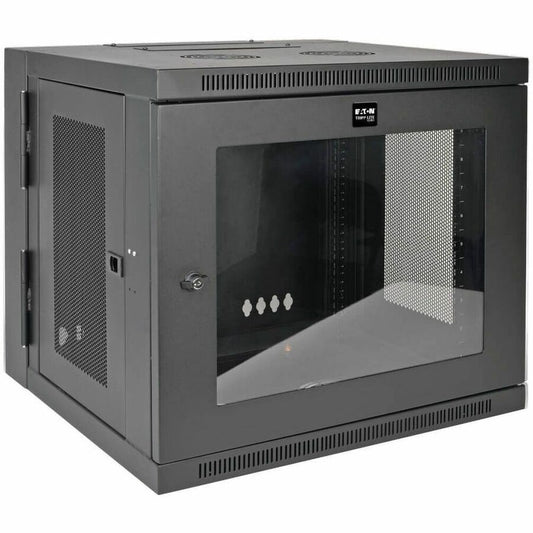 Tripp Lite by Eaton SmartRack 10U Low-Profile Switch-Depth Wall-Mount Small Rack Enclosure Clear Acrylic Window Hinged Back