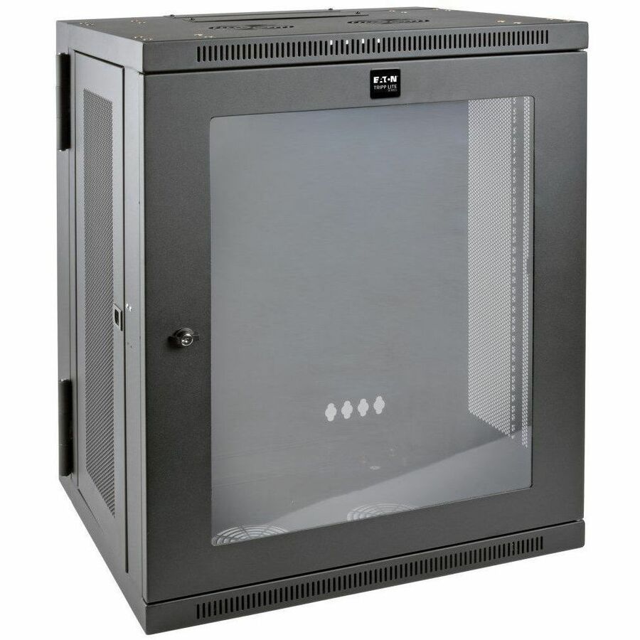 Tripp Lite by Eaton SmartRack 15U Low-Profile Switch-Depth Wall-Mount Half-Height Rack Enclosure Clear Acrylic Window Hinged Back