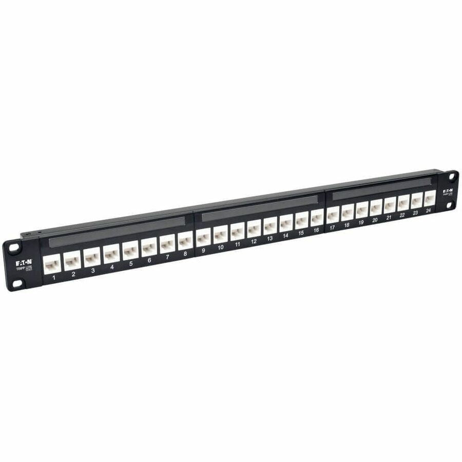 Tripp Lite by Eaton 24-Port 1U Rack-Mount Cat6a Feedthrough Patch Panel RJ45 Ethernet
