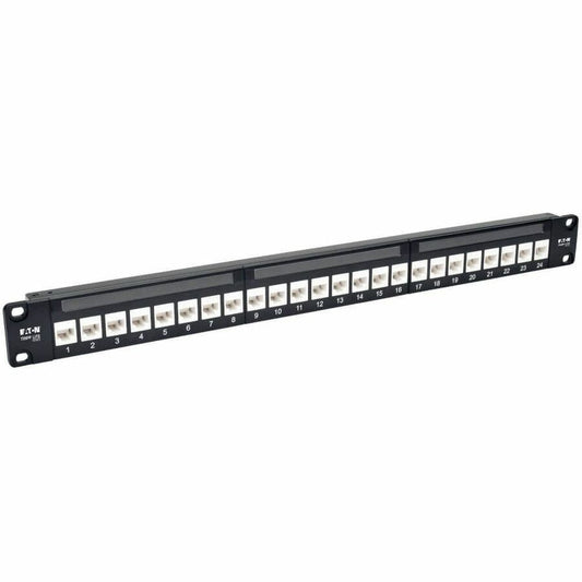 Tripp Lite by Eaton 24-Port 1U Rack-Mount Cat6a Feedthrough Patch Panel RJ45 Ethernet