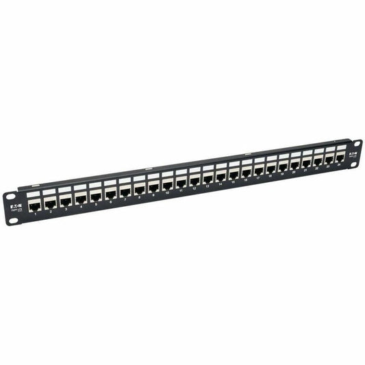 Tripp Lite by Eaton 24-Port 1U Rack-Mount STP Shielded Cat6a Feedthrough Patch Panel RJ45 Ethernet TAA