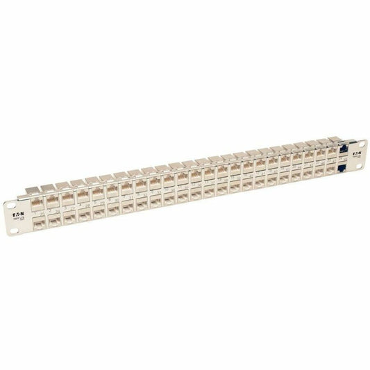 Tripp Lite by Eaton 48-Port 1U Rack-Mount STP Shielded Cat6a Feedthrough Patch Panel RJ45 Ethernet TAA