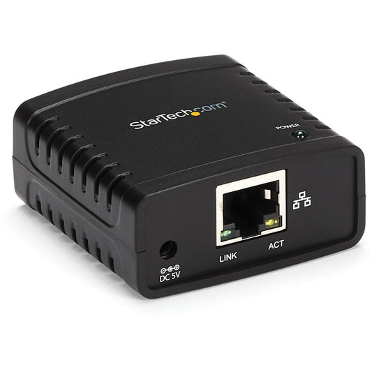 StarTech 10/100Mbps Ethernet to USB 2.0 Network LPR Print Server - USB Print Server with 10Base-T/100Base-TX Auto-sensing