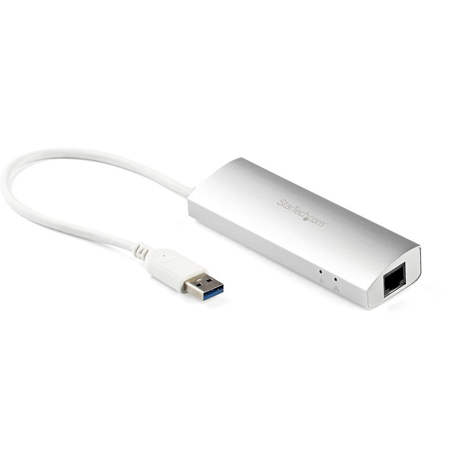 StarTech 3-Port USB Hub with Ethernet, USB-A Ports, Gigabit Ethernet/GbE, USB 5Gbps, Bus-Powered, Portable Laptop USB 3.0 Hub
