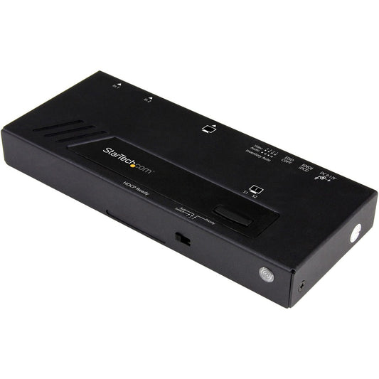 StarTech 2-Port HDMI Automatic Video Switch, 4K 2x1 HDMI Switch with Fast Switching, Auto-Sensing and Serial Control, TAA