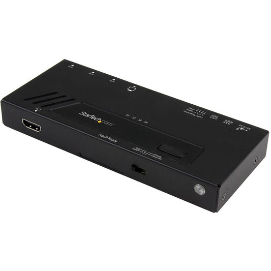 StarTech 4-Port HDMI Automatic Video Switch, 4K 2x1 HDMI Switch with Fast Switching, Auto-Sensing and Serial Control, TAA