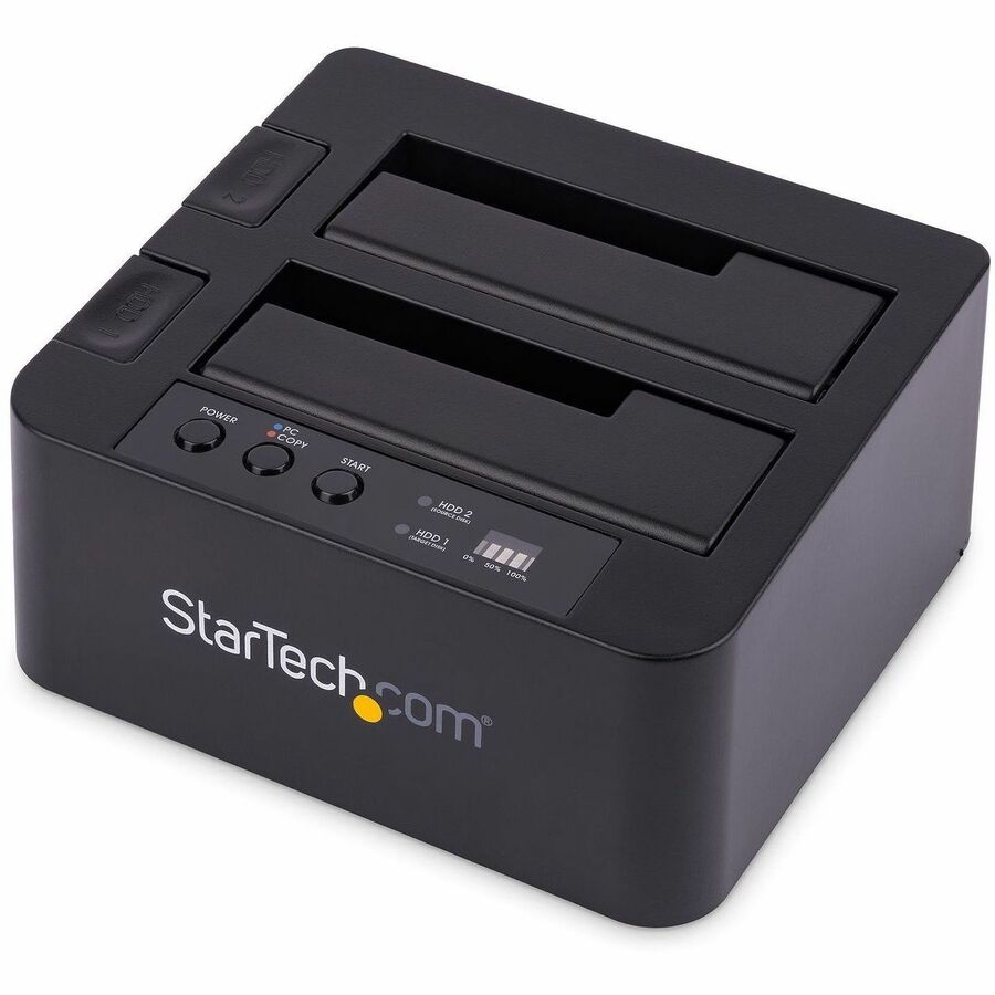 StarTech Standalone Hard Drive Duplicator, External Dual Bay HDD/SSD Cloner/Copier, USB 3.1 to SATA Drive Docking Station, Disk Cloner