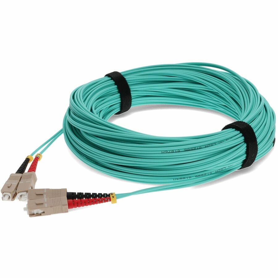 AddOn 25m SC to SC Aqua OM3 Duplex OFNR (Riser-Rated) MMF (Multi Mode) Fiber Patch Cable, 50/125
