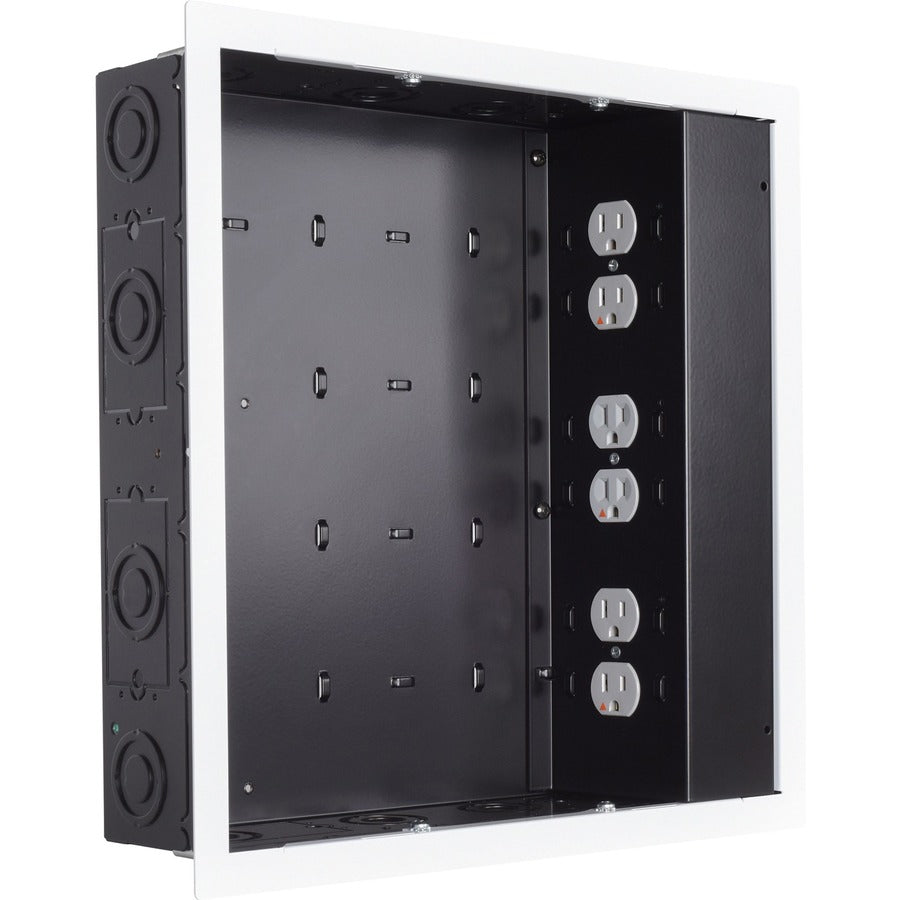 Chief Proximity In-Wall Storage Box - With 6 Receptacle Filter & Surge - Black