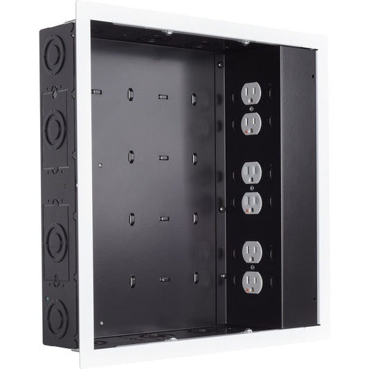 Chief Proximity In-Wall Storage Box - With 6 Receptacle Filter & Surge - Black