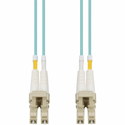 AddOn 10m LC to LC Aqua OM4 Duplex OFNR (Riser-Rated) TAA Fiber Patch Cable, MMF (Multi Mode), 50/125