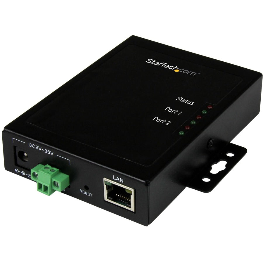 StarTech 2 Port Serial-to-IP Ethernet Device Server, RS232, Metal and Mountable, Serial Device Server, TAA