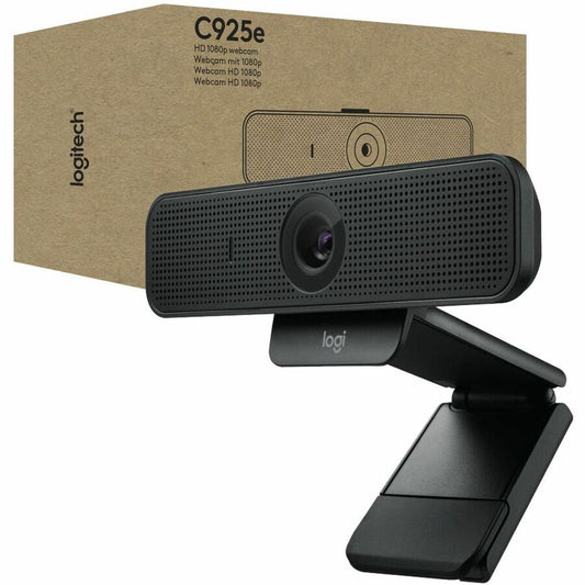 Logitech C925e Business Webcam, HD 1080p/30fps Video, Light Correction, Autofocus, Clear Audio, Privacy Shutter, Works with Microsoft Teams, Google Meet, WebEx, Cisco - Black
