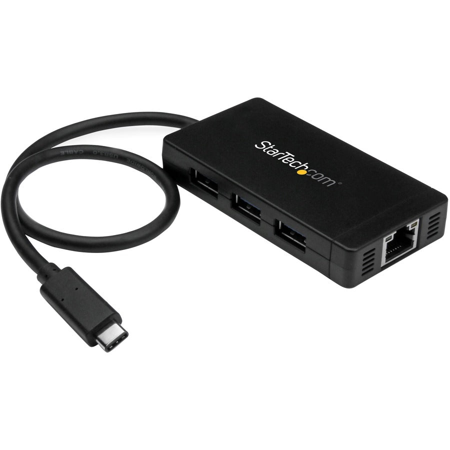 StarTech USB-C to Ethernet Adapter - Gigabit - 3 Port USB C to USB Hub and Power Adapter - Thunderbolt 3 Compatible, TAA