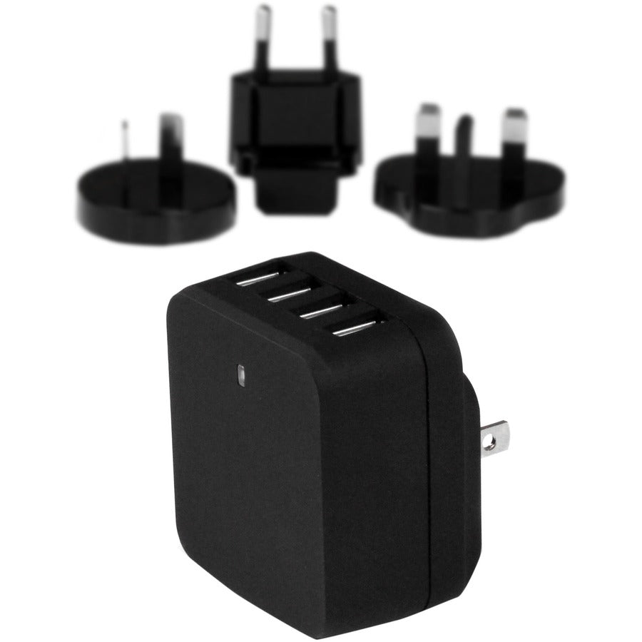 StarTech Travel USB Wall Charger - 4 Port - Black - Universal Travel Adapter - International Power Adapter - USB Charger