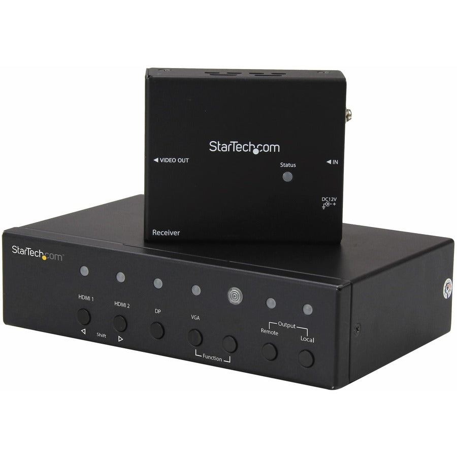 StarTech Multi-Input HDBaseT Extender with Built-in Switch, DisplayPort VGA and HDMI Over CAT5e or CAT6, Up to 4K, up to 230 ft, TAA