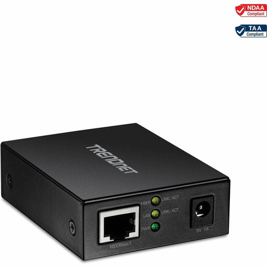 TRENDnet 1000BASE-T to SFP Fiber Media Converter; Gigabit Ethernet to SFP Media Converter; 4Gbps Switching Capactiy; TFC-GSFP