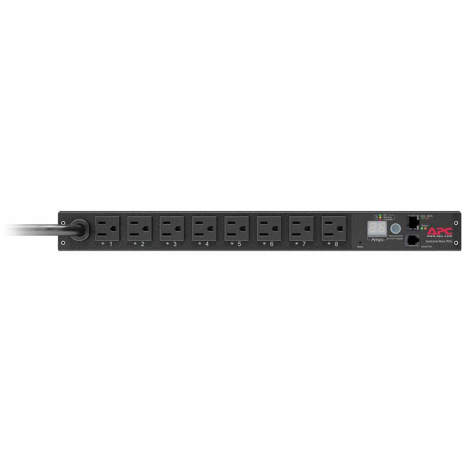 APC NetShelter Switched Rack PDU, 1U, 1.4kW, 120V, 15A, 8 NEMA 5-15R outlet