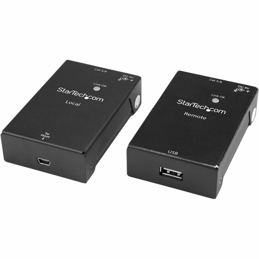 StarTech USB 2.0 Extender Kit over Cat5e/Cat6 Cable (RJ45), Up to 165ft (50m), USB Port over Ethernet Cable, Powered, 480Mbps, TAA