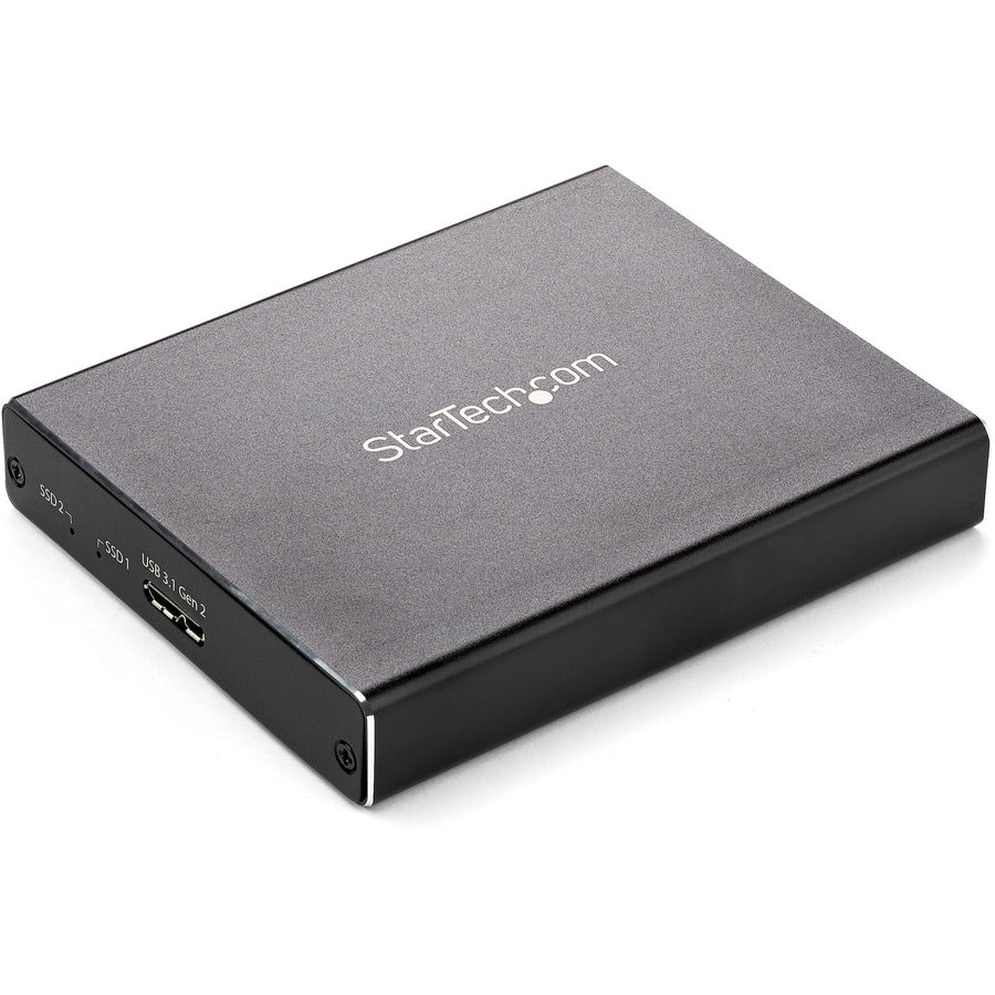 StarTech Dual M.2 Enclosure, RAID, M.2 SATA SSD Enclosure, USB 3.1 (10 Gbps), USB-C & USB-A External Enclosure, Aluminum, TAA
