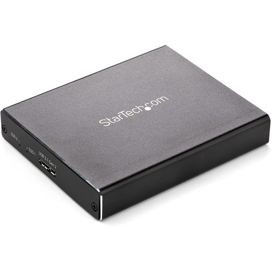 StarTech Dual M.2 Enclosure, RAID, M.2 SATA SSD Enclosure, USB 3.1 (10 Gbps), USB-C & USB-A External Enclosure, Aluminum, TAA