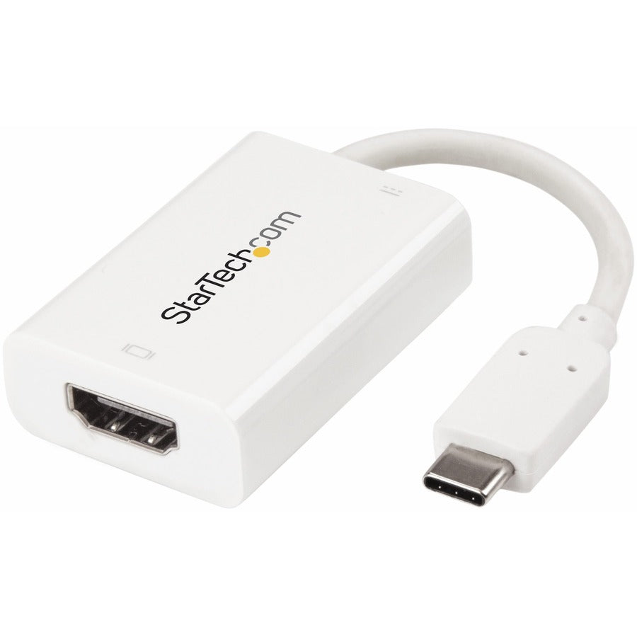 StarTech USB C to HDMI 2.0 Adapter 4K 60Hz with 60W Power Delivery Pass-Through Charging - USB Type-C to HDMI Video Converter - White