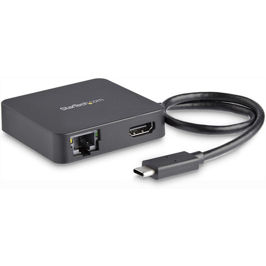 StarTech USB C Multiport Adapter, Portable USB Type-C Mini Dock to 4K UHD HDMI Video, GbE, USB 3.0 Hub, Thunderbolt 3 Compatible, TAA