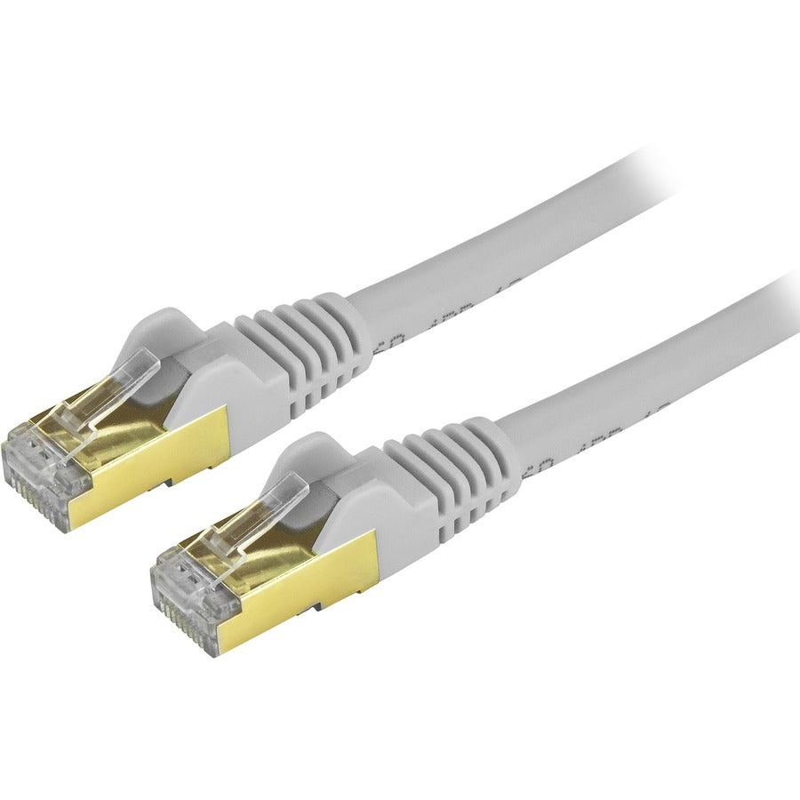 StarTech 35ft CAT6a Ethernet Cable - 10 Gigabit Category 6a Shielded Snagless 100W PoE Patch Cord - 10GbE Gray UL Certified Wiring/TIA