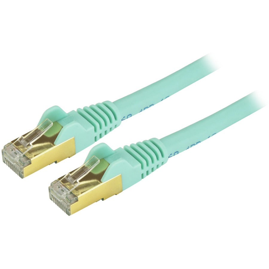 StarTech 30ft CAT6a Ethernet Cable - 10 Gigabit Category 6a Shielded Snagless 100W PoE Patch Cord - 10GbE Aqua UL Certified Wiring/TIA