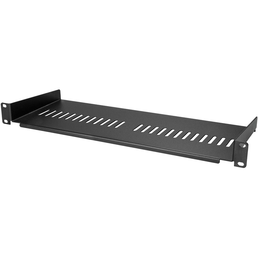 StarTech 1U Vented Server Rack Cabinet Shelf - Fixed 7in Deep Cantilever Rackmount Tray for 19" Data/AV/Network Enclosure w/Cage Nuts
